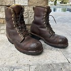 Vintage Chippewa Men s Logger Boots Brown Size 8 5 Steel Toe Work Distressed
