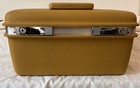 Vtg Retro Jc Penney Train Case Mustard Yellow Makeup Cosmetic Box W  Mirror Tray