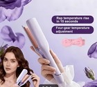 Curling Iron Hair Crimper Waver Dual Barrel Beach Waves Ionic Deep Waver Pink