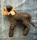 Vintage 1950s Steiff Black Lamb Sheep With Bow Stuffed Toy No Tags
