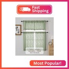 Ovzme Sage Green Valances For Windows 14 Inch Length 2 Panels  Dual Rod Pocket L