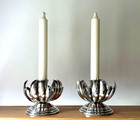 W A S Benson Arts And Crafts Art Nouveau Silver Plated Pair Of Candlesticks