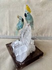 Blue Calcite  Cockatoo Couple On Quartz Crystal 5 1 2 peter Muller
