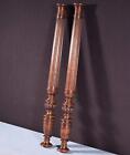 25  Pair Of French Antique Solid Walnut Wood Trim Posts Pillars W flat Backs