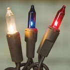 New Farmhouse Americana Bulb Light Strand Red White Blue Bulbs 50 Ct Brown Cord