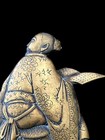 Antique Chinese Brass Etched People Figurine  1