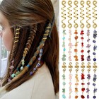 12 Pcs Hair Jewelry For Braids - Colorful Gold Dreadlock Cuffs  Boho Accessories