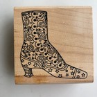 Vintage Whimsical Witch s Victorian Boot - Wood   Rubber Stamp