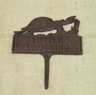 Cast Iron Turtle Crossing Sign Garden Stake Home Decor Pond Plaque Tortoise Lawn