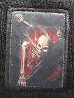 New Knit Beanie Cap Biker Climbing Skeleton Skull Gothic Sewn On Patch Black 