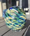 Large Ocean Colored Chinook Winds Casino 6  Hand Blown Glass Float Oregon Coast