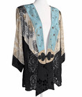Spencer Alexis Silk Patchwork Lace   Beaded Kimono Formal Jacket Womens 1x