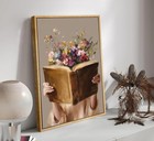 Framed Vintage Reading Woman Wall Art Floral Book Painting Picture Canvas Wal   