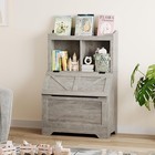 Wooden Kids Bookcase And Toy Organizer  Flip-top Storage Cabinet With Cubbies