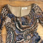 Vintage 1960s Abstract Print Dress Size Small 60s Fine Knit Acrylic Bell Sleeve