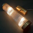 Antique Old Vintage Art Deco Brass   Glass Rod Ship Light Wall Sconces Lamp