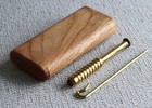 4  Canary Wood Slider Lid Dugout   Brass One Hitter Pipe-american Crafted