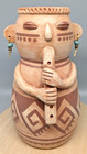 Peru Figure With Flute Pottery Vessel Signed Darby