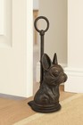 French Bulldog Cast Iron Door Stopper - Heavy  Adjustable Handle  Antique Brown