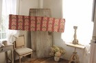 Fabric Antique French Printed Cotton Orange Khaki C 1850 Floral Material Old 