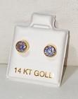 Solid 14k Gold Basket 1ct Brilliant Round Stud Gold 5mm Dainty Earring For Women