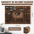 Large World Map 88 Slots Shot Glass Display Case 48 X 34   Rustic Wood Shot G   