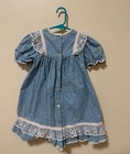 Vintage Peaches N Cream Sailor Collar Calico Twirl Dress Girls 6 Cornflower Blue