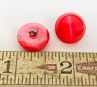 9 Vintage Red Plastic Buttons Wire Shank Dark Pink Shimmers Lot Of Nine Usa