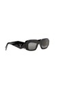 Prada Women   s Rectangle Sunglasses Black Plastic Frame Black Tinted Lenses