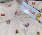 Cat   Jack Girls Oatmeal Rainbows Hooded Zip Up Sweatshirt Hoodie Size S 6 7 Nwt