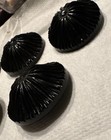 Vintage Large Black Carved Sunburst Dome Coat Buttons 1 75    Shank Set Of 7