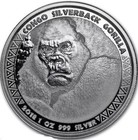 2018 Republic Of Congo Prooflike Silverback Gorilla  999 1 Oz Silver Coin