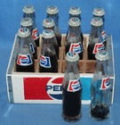 Vintage Pepsi Cola Mini 12 Pack Bottle Case W  Glass Bottles 3  Bottles