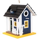 9 25 In Wooden Cozy Home Birdhouse With Solar Led Light - Blue By Sunnydaze