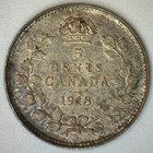 1918 Canada Silver Five Cent Coin Xf To Au 5c Canadian Extra Fine To Almost Unc