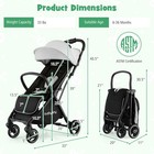 Portable Baby Stroller One-hand Fold Pushchair W  Aluminum Frame Grey