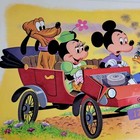Vintage 1960s Placemat Walt Disney Ludwig Von Drake  Mickey  Minnie   Pluto  Car