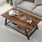  2-tier Industrial Coffee Table Mnimalist Vintage Farmhouse Wooden And Metal 
