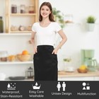 3 Pcs Unisex Black Waist Apron 3 Pockets Water Resistant Restaurant Server