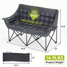 Naizea Oversized Padded Camping Chair Folding Loveseat Couch Double Duo Chair