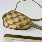 Vintage Hairbrush Hand Mirror Comb And File Beautiful Pattern Gold Tone Tarnish