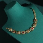 Vintage Toad Bracelet Antique Gold Chain Red Green Glaze Women Jewelry