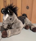 Vintage Animal Alley Toys R Us Gray Horse Pony Plush Black Mane Stuffed 20 