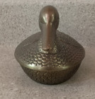 Vtg Solid Brass Mallard Duck Trinket Storage Box Lid 11    Etched Leonard Type