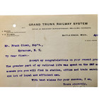 1911 Grand Trunk Railway System Letterhead Letter Battle Creek Mi Michigan Vtg