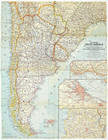 1958-3 National Geographic Map Southern South America Argentina Py March  516 