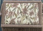 Vintage Woven Sewing Basket Floral Tapestry Lid Organize Handle Sew Knit Grandma