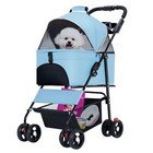 4 Wheels Double Layer Pet Stroller Cat Dog Cage Stroller Travel Folding Carrier