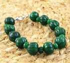 255 00 Cts Earth Mined Green Emerald Round Shape Carved Beads Handmade Bracelet