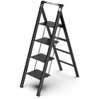 4-step Retractable Handgrip Folding Aluminum Step Stool Ladder With Anti-slip Wi